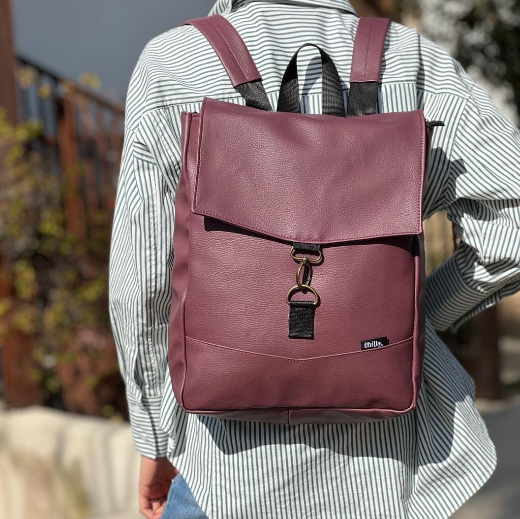 Retro Burgundy-Purple Medium Students Backpack