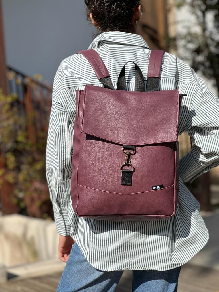 Retro Burgundy-Purple Medium Students Backpack