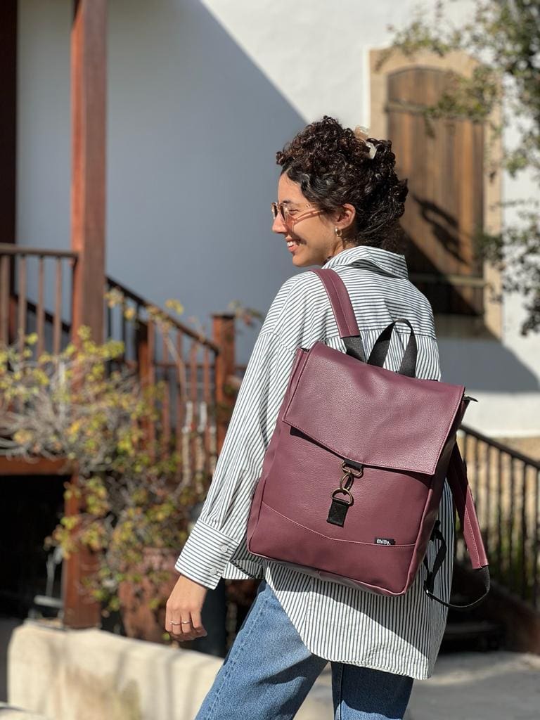 Retro Burgundy-Purple Medium Students Backpack