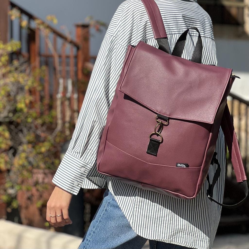 Retro Burgundy-Purple Medium Students Backpack