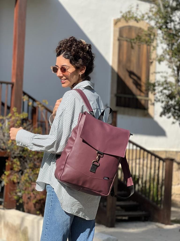 Retro Burgundy-Purple Medium Students Backpack