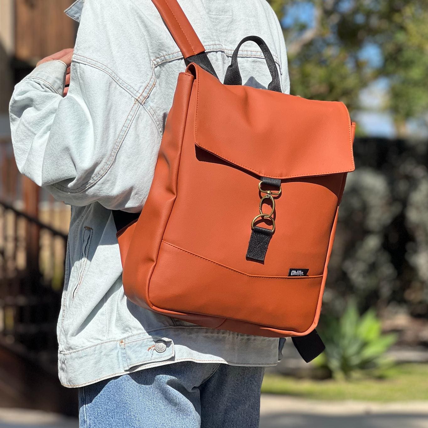Terracotta Leather-like Mini Students Backpack