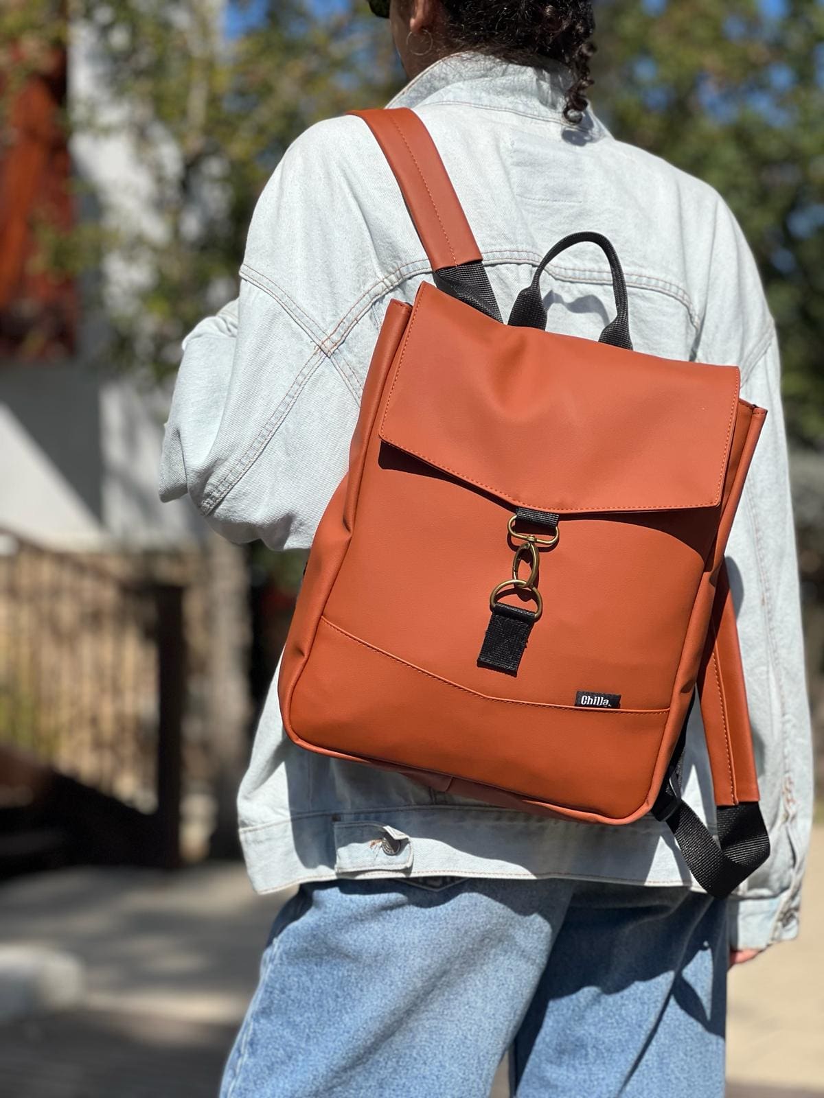 Terracotta Leather-like Mini Students Backpack