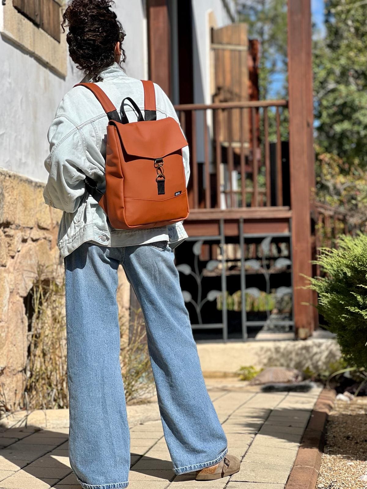Terracotta Leather-like Mini Students Backpack