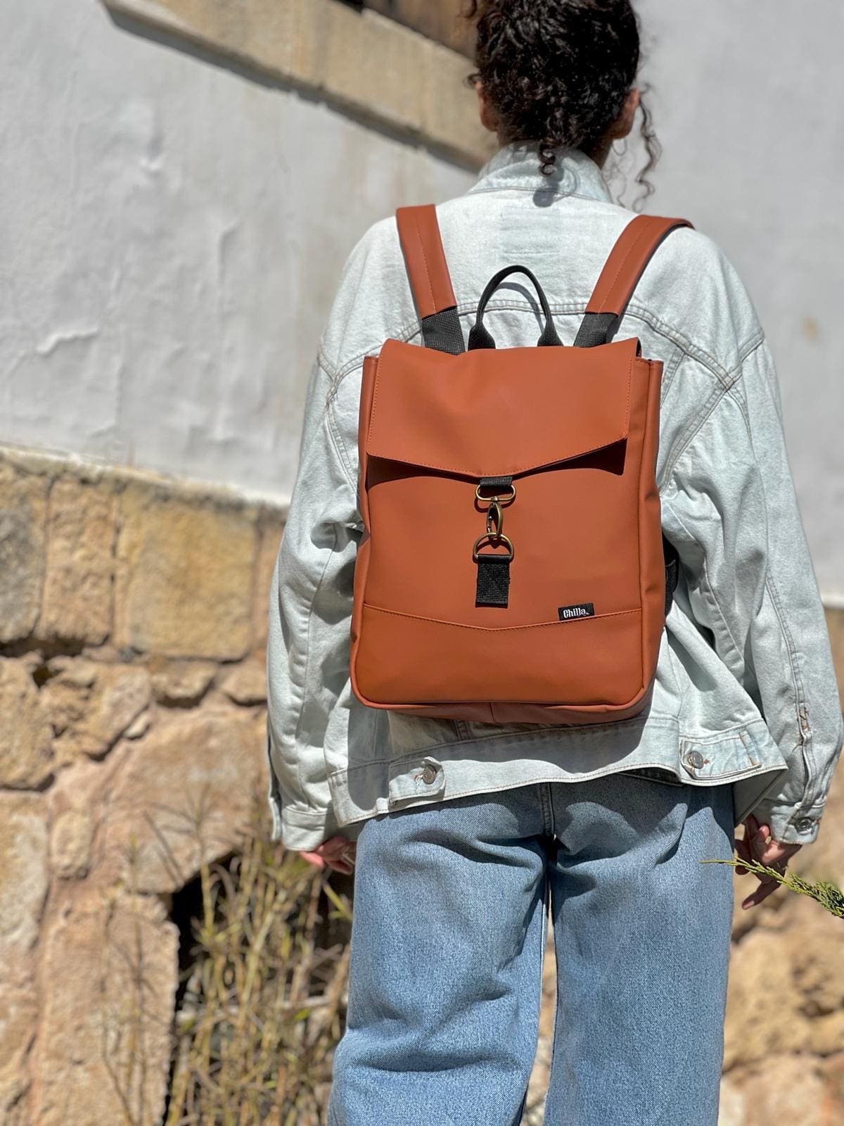 Terracotta Leather-like Mini Students Backpack