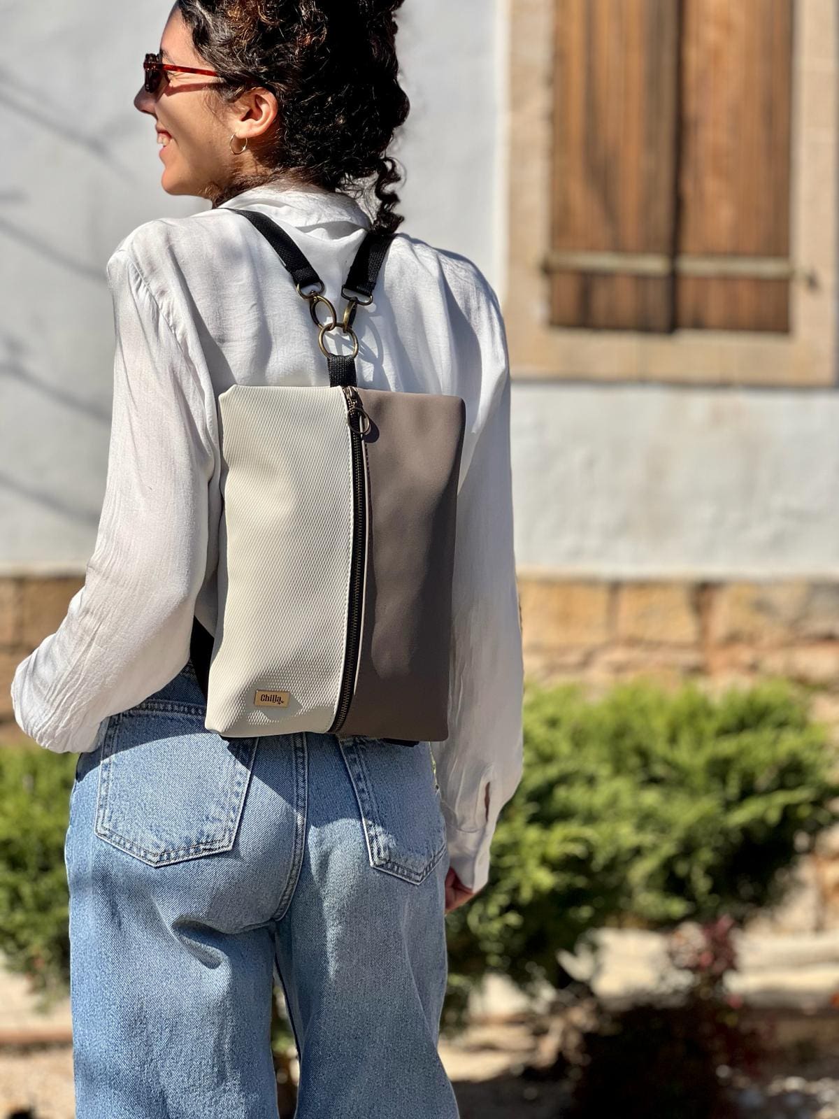 Cream Texture & Brown Nubuck Noam Bag