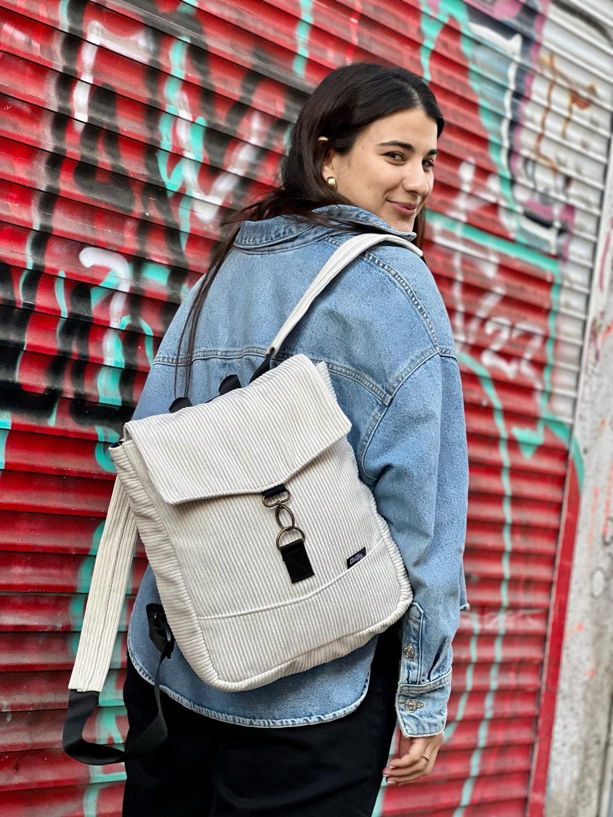 Cream Corduroy Mini Students Backpack