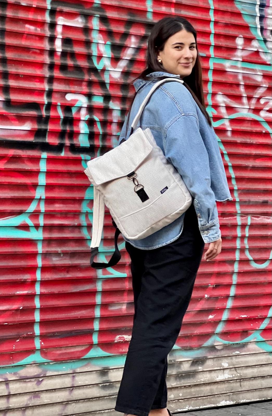 Cream Corduroy Mini Students Backpack