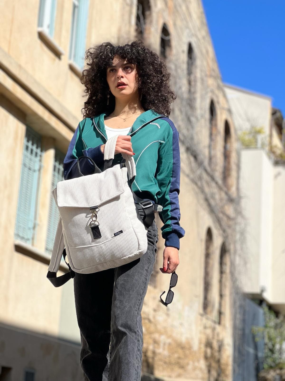 Cream Corduroy Mini Students Backpack