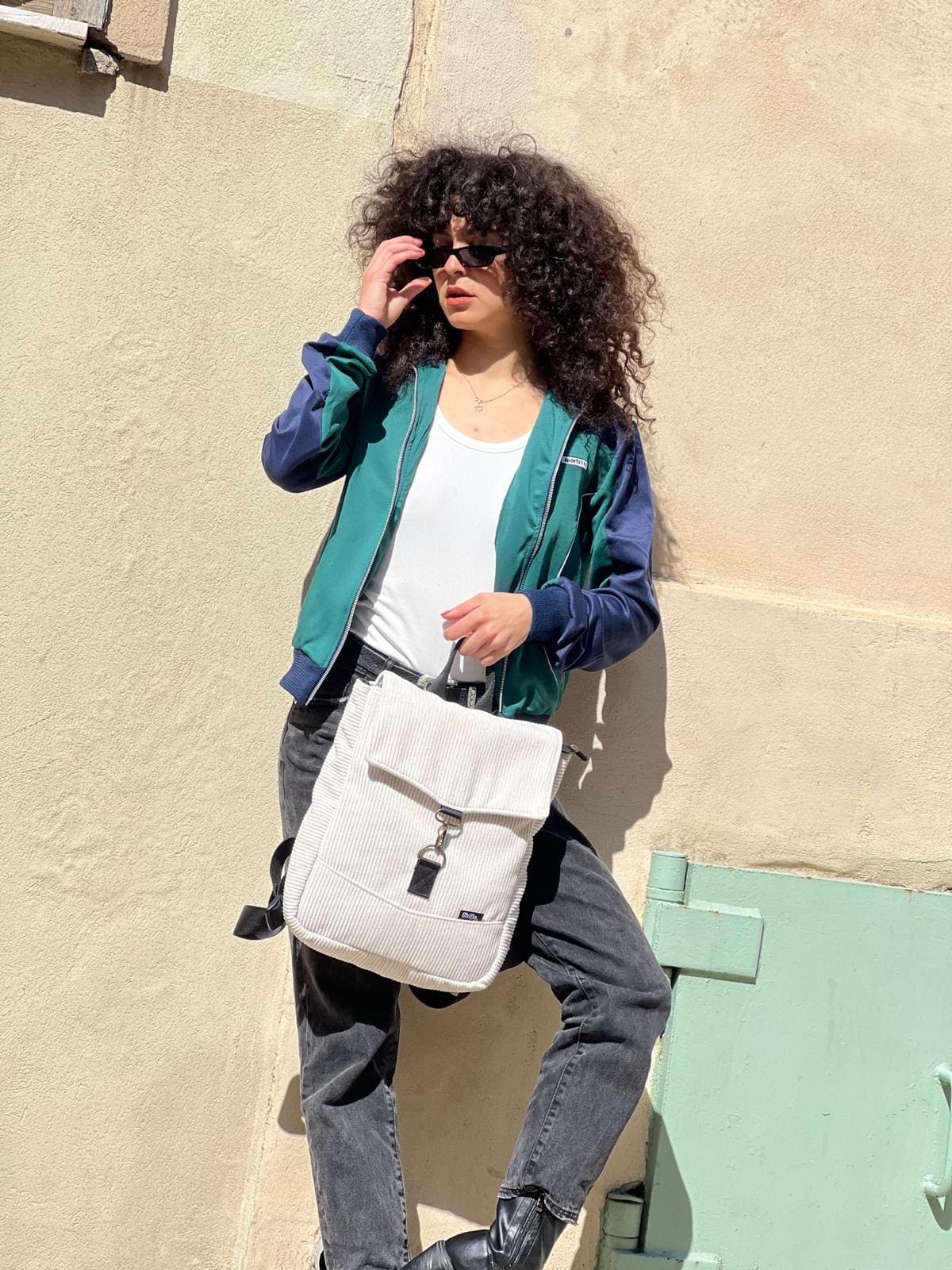 Cream Corduroy Mini Students Backpack