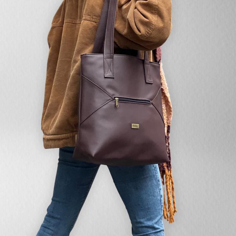 Dark Purple Leather-Like Tommy Side Bag