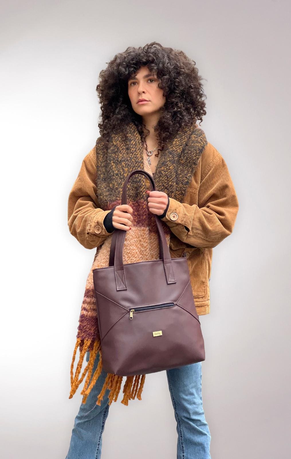 Dark Purple Leather-Like Tommy Side Bag