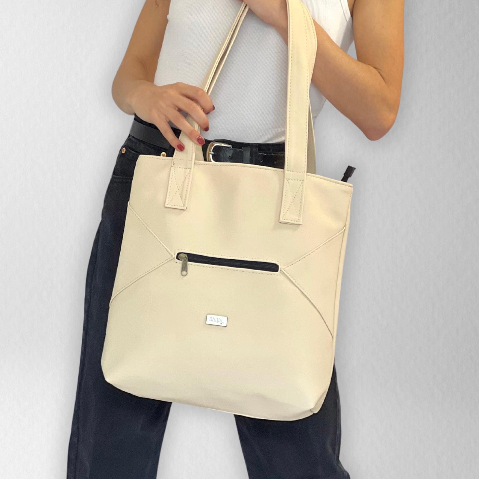 Cream Nubuck-Like Tommy Side Bag