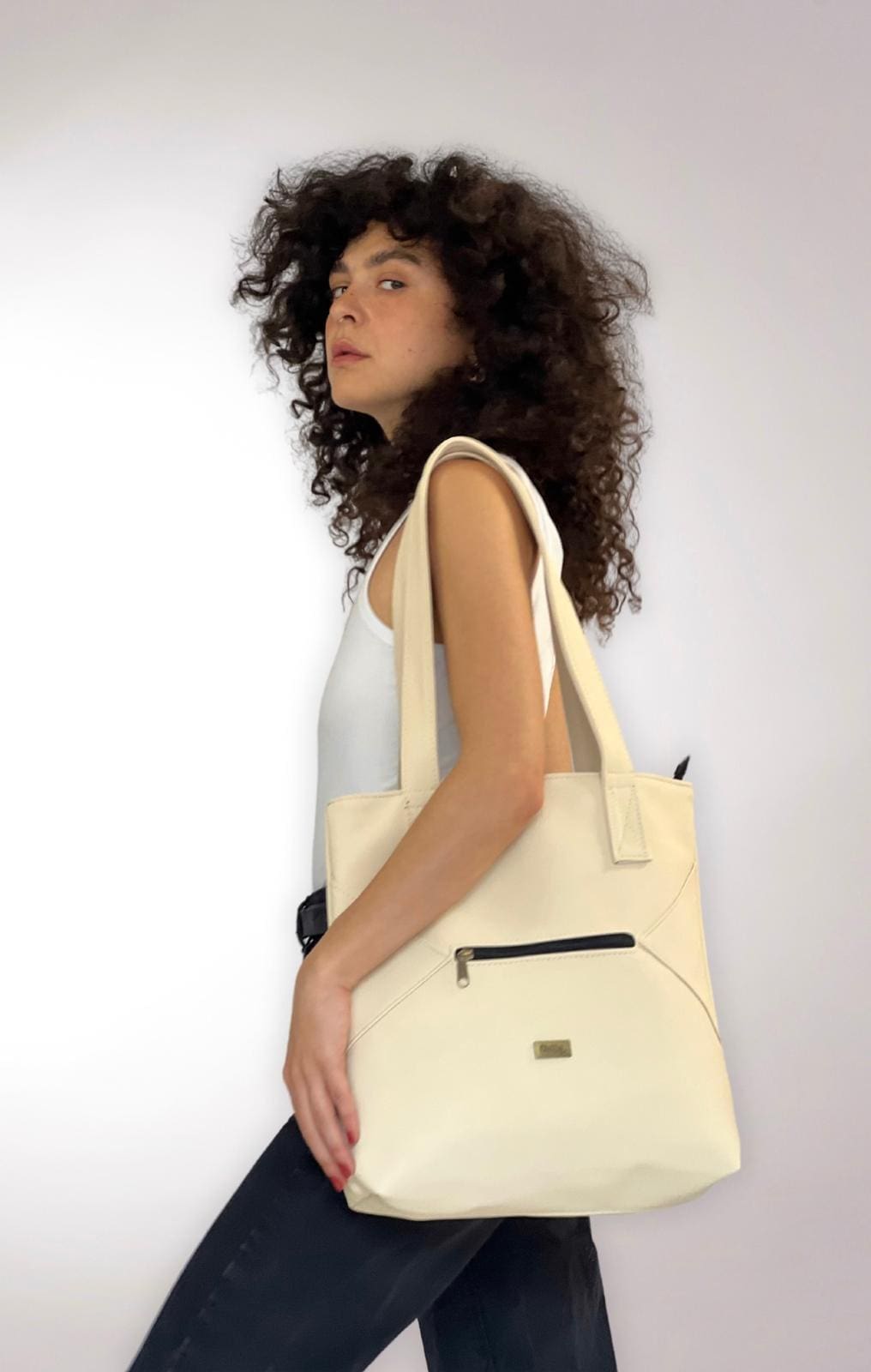 Cream Nubuck-Like Tommy Side Bag