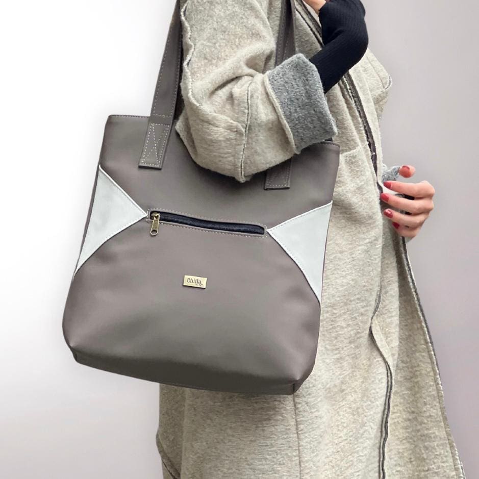 Brown Nubuck-Like Tommy Side Bag with Cream Combination