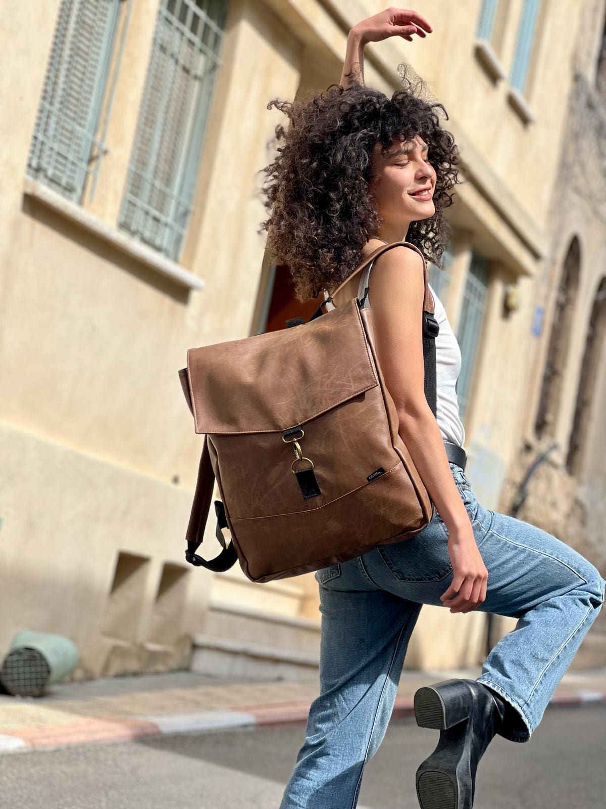 Camel Retro Large Students Backpack