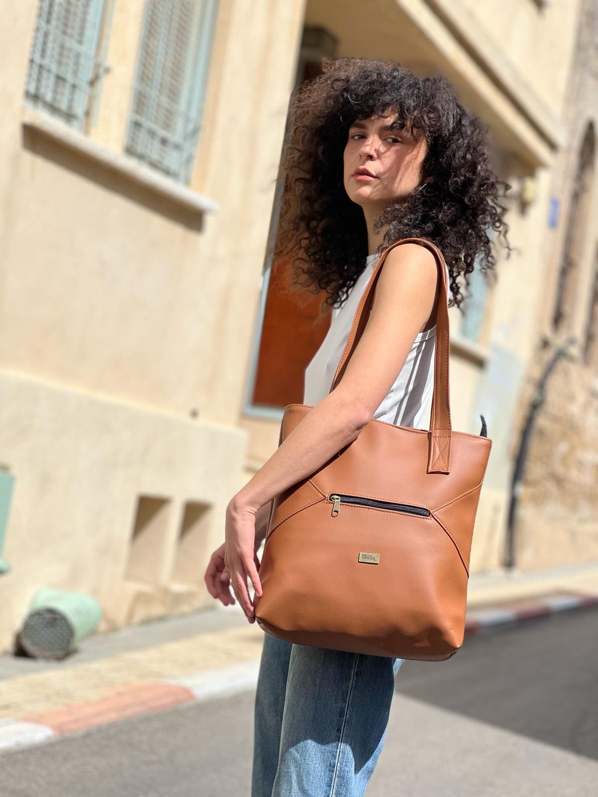 Camel Texture Tommy Side Bag