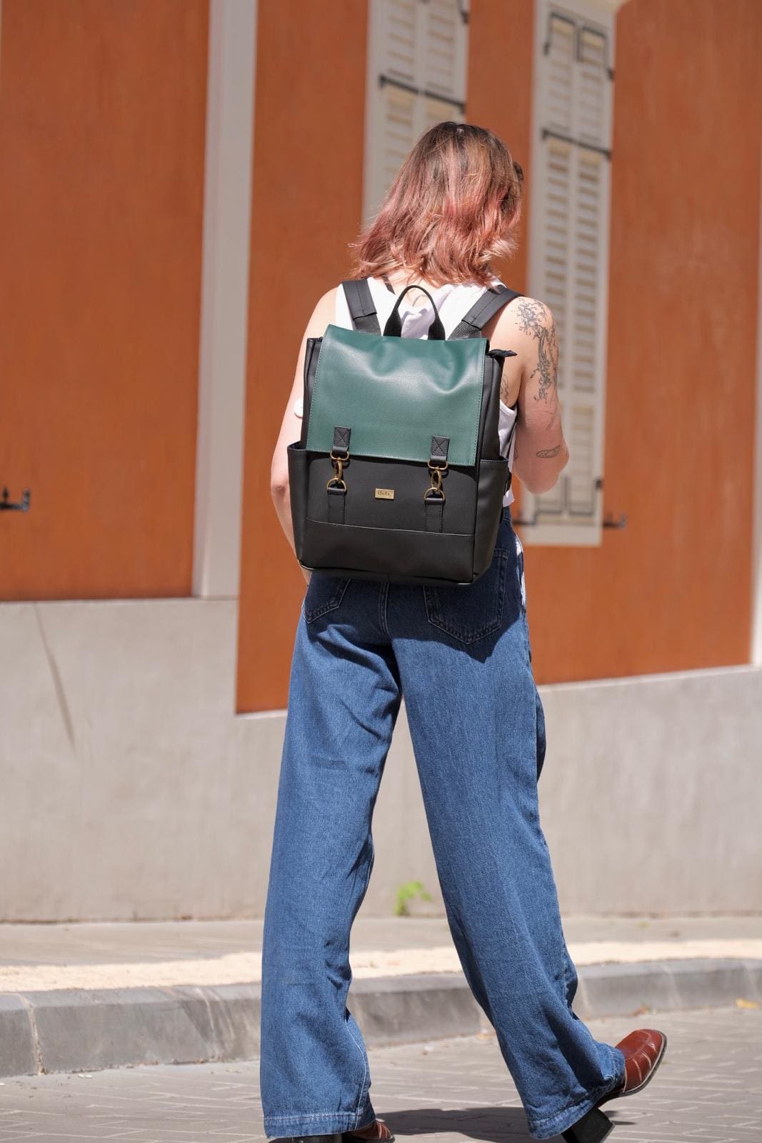 Green-Black Leather-like Unicorn Backpack