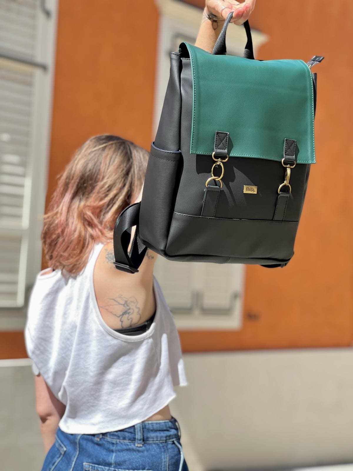 Green-Black Leather-like Unicorn Backpack