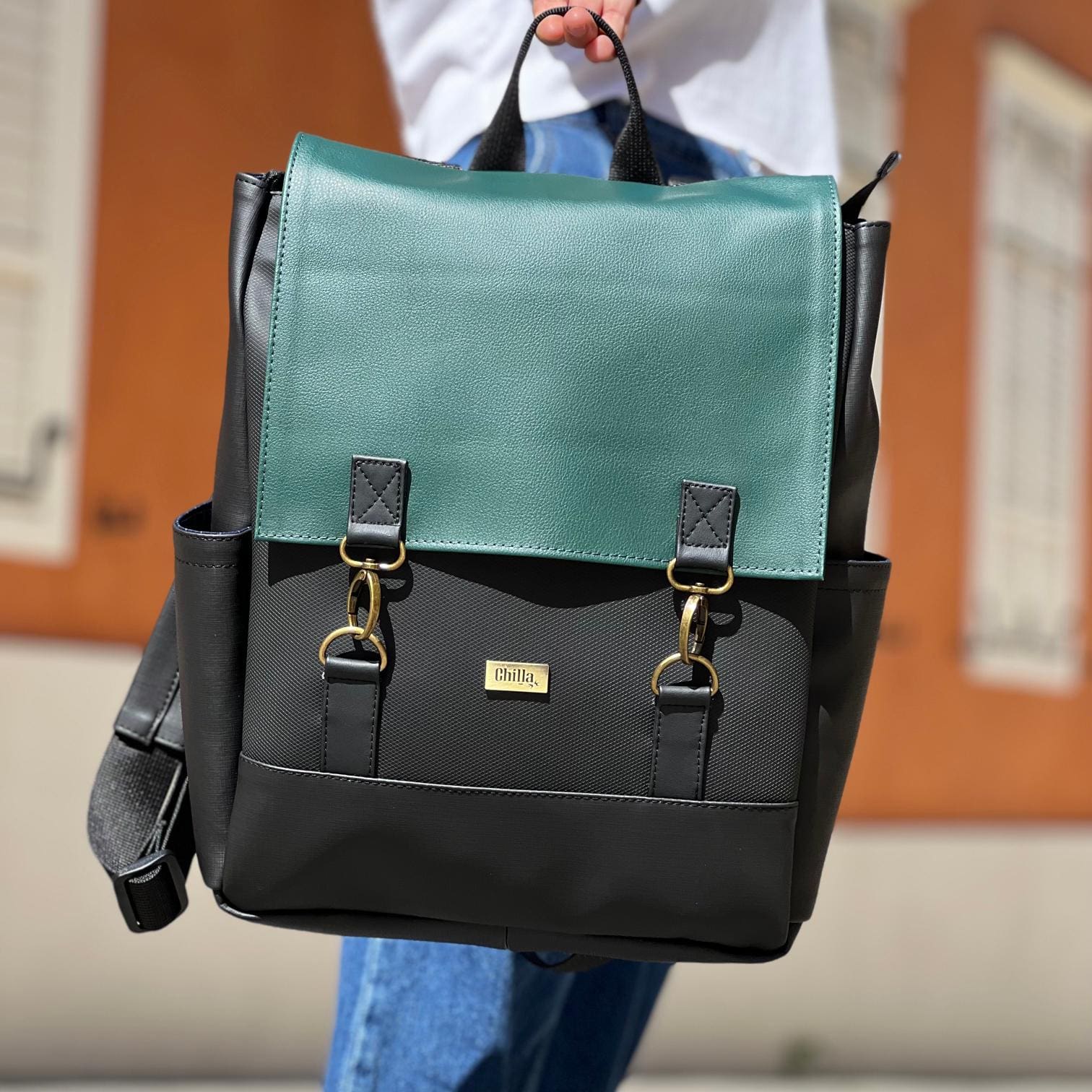 Green-Black Leather-like Unicorn Backpack