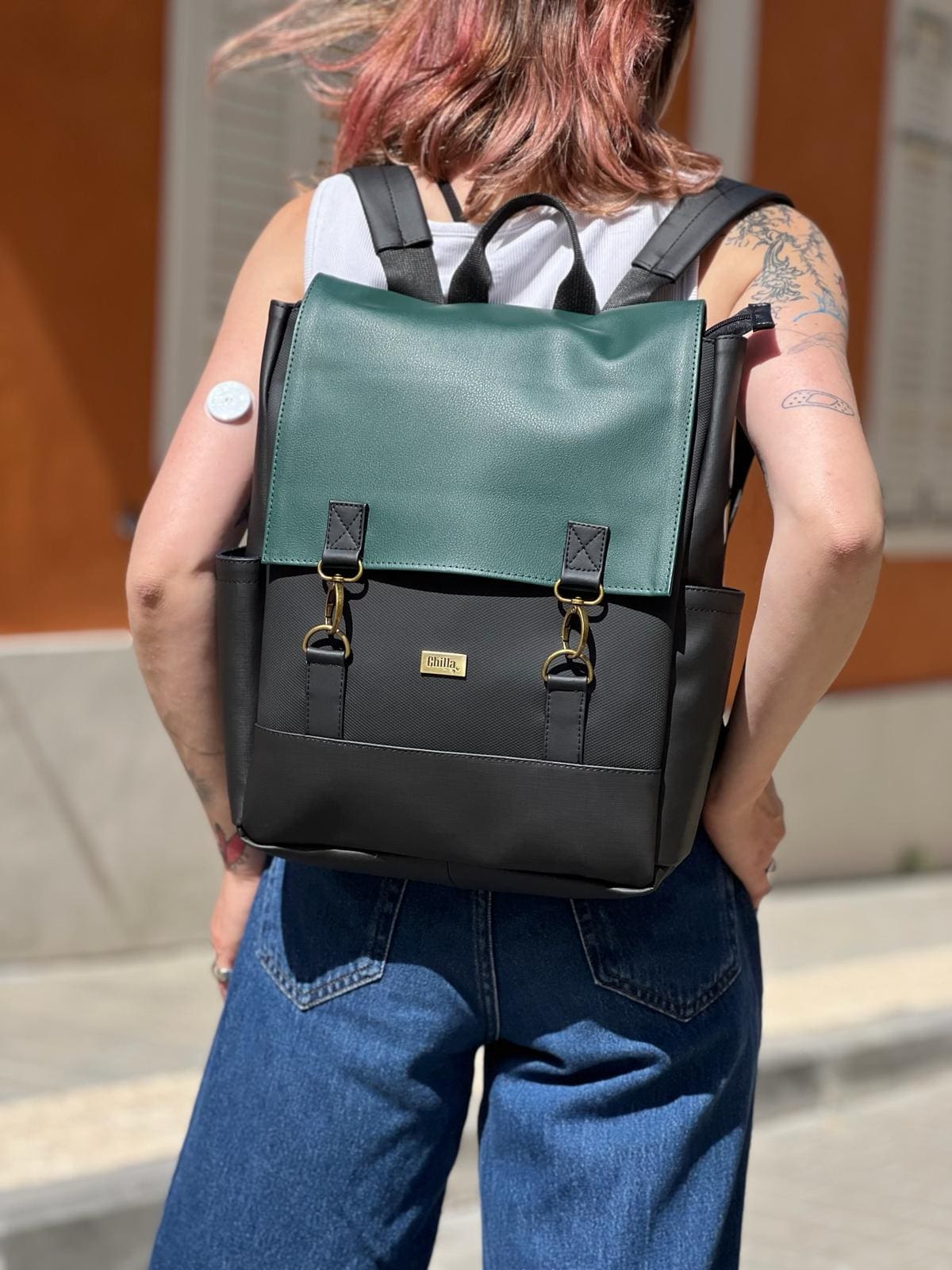 Green-Black Leather-like Unicorn Backpack