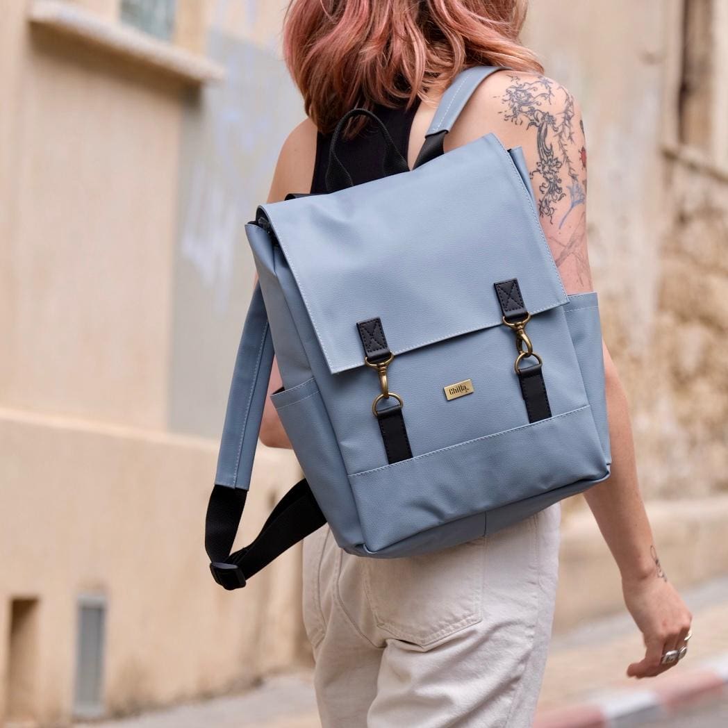 Gray-Light Blue Textured Unicorn Backpack
