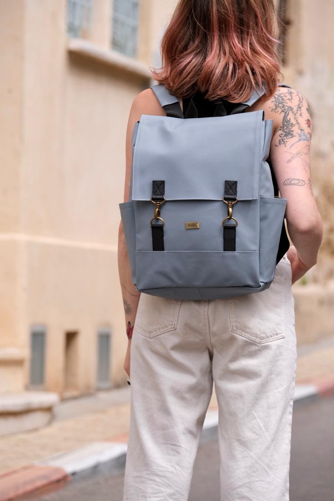 Gray-Light Blue Textured Unicorn Backpack