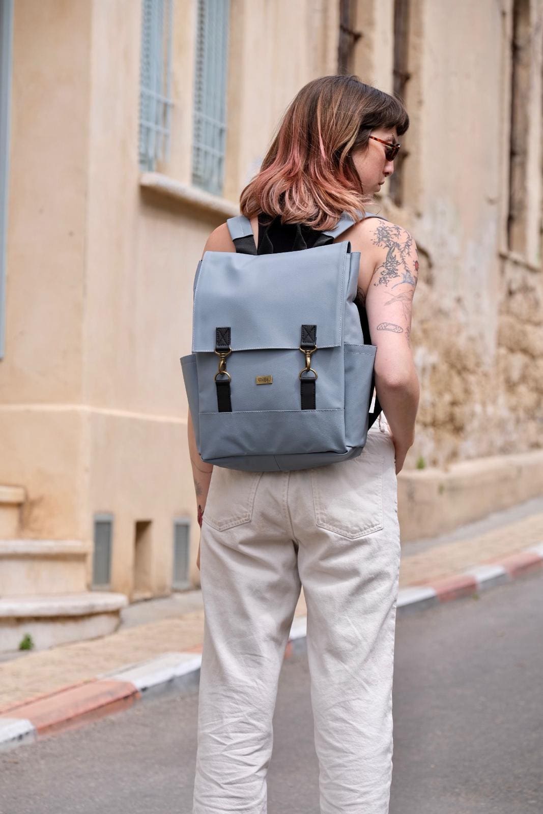 Gray-Light Blue Textured Unicorn Backpack