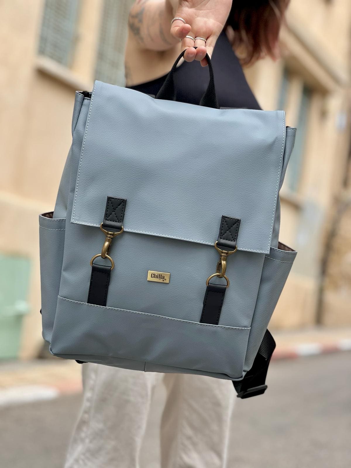 Gray-Light Blue Textured Unicorn Backpack