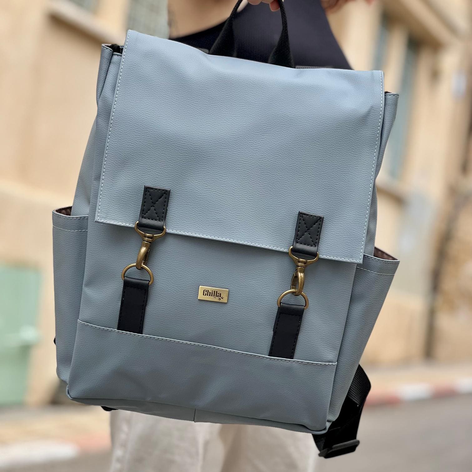 Gray-Light Blue Textured Unicorn Backpack