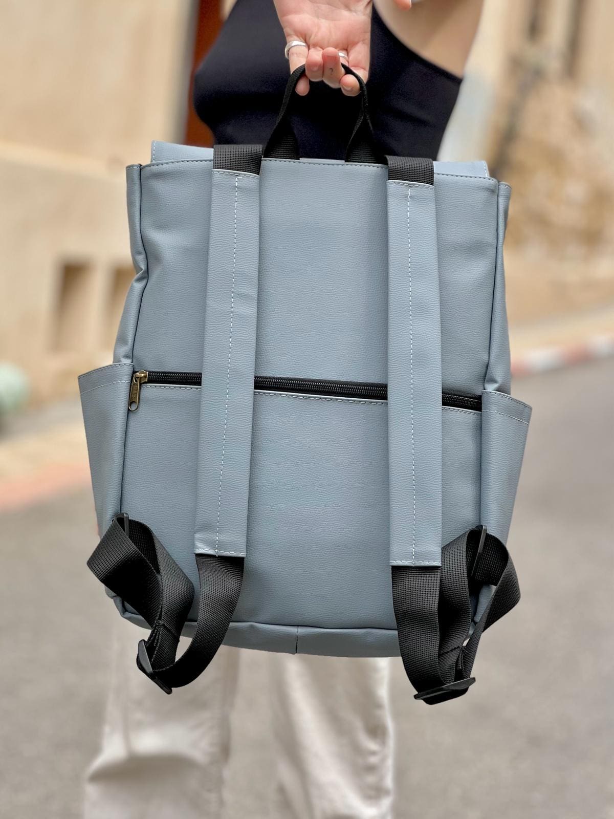 Gray-Light Blue Textured Unicorn Backpack