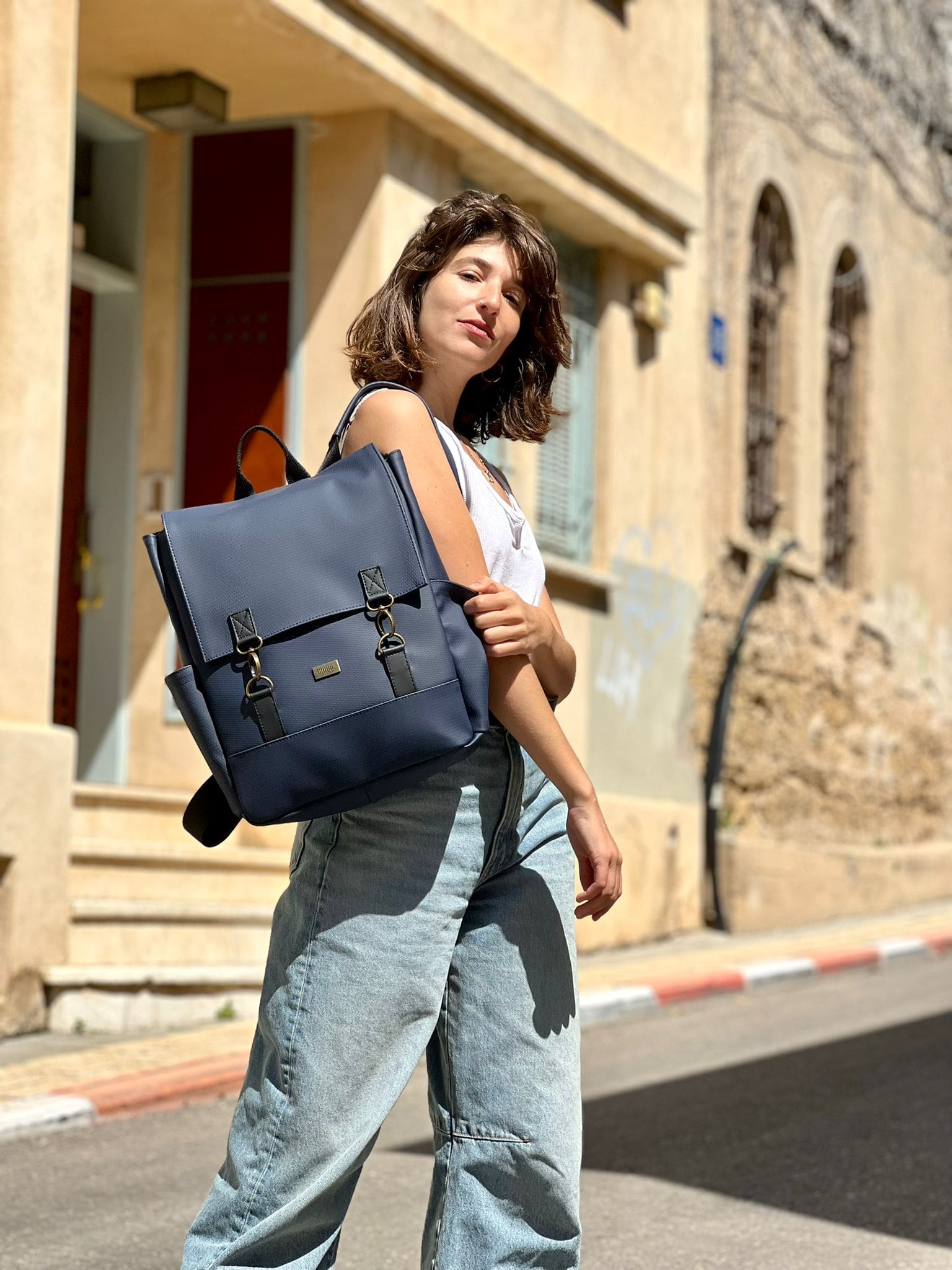 Textured Navy Blue Unicorn Backpack