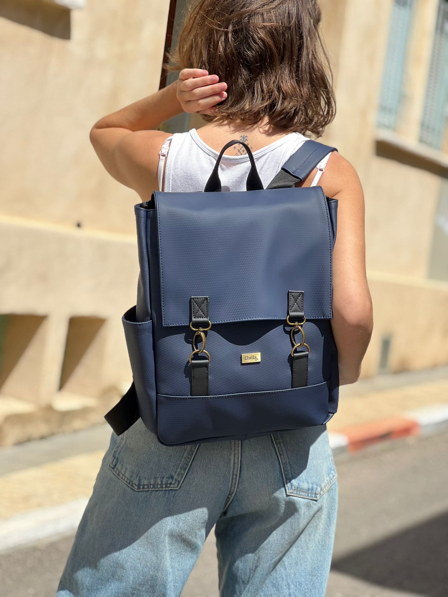 Textured Navy Blue Unicorn Backpack