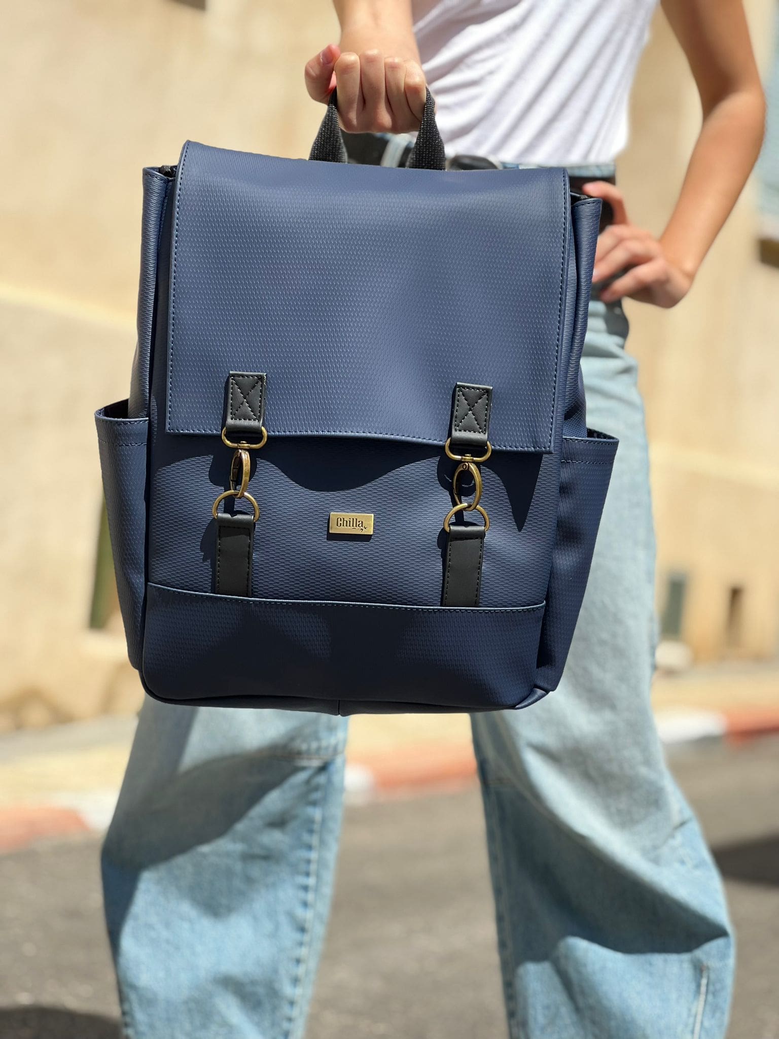 Textured Navy Blue Unicorn Backpack