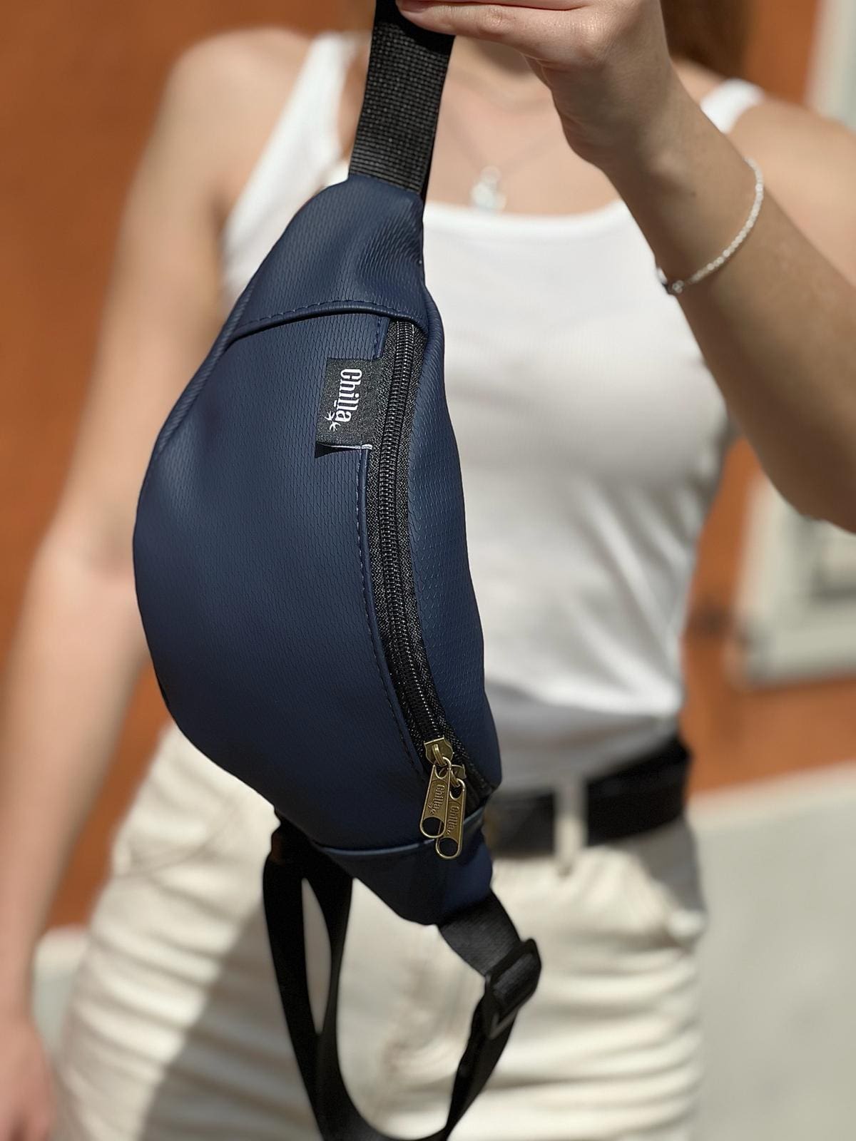 Navy Blue Texture Roni Fanny Pack