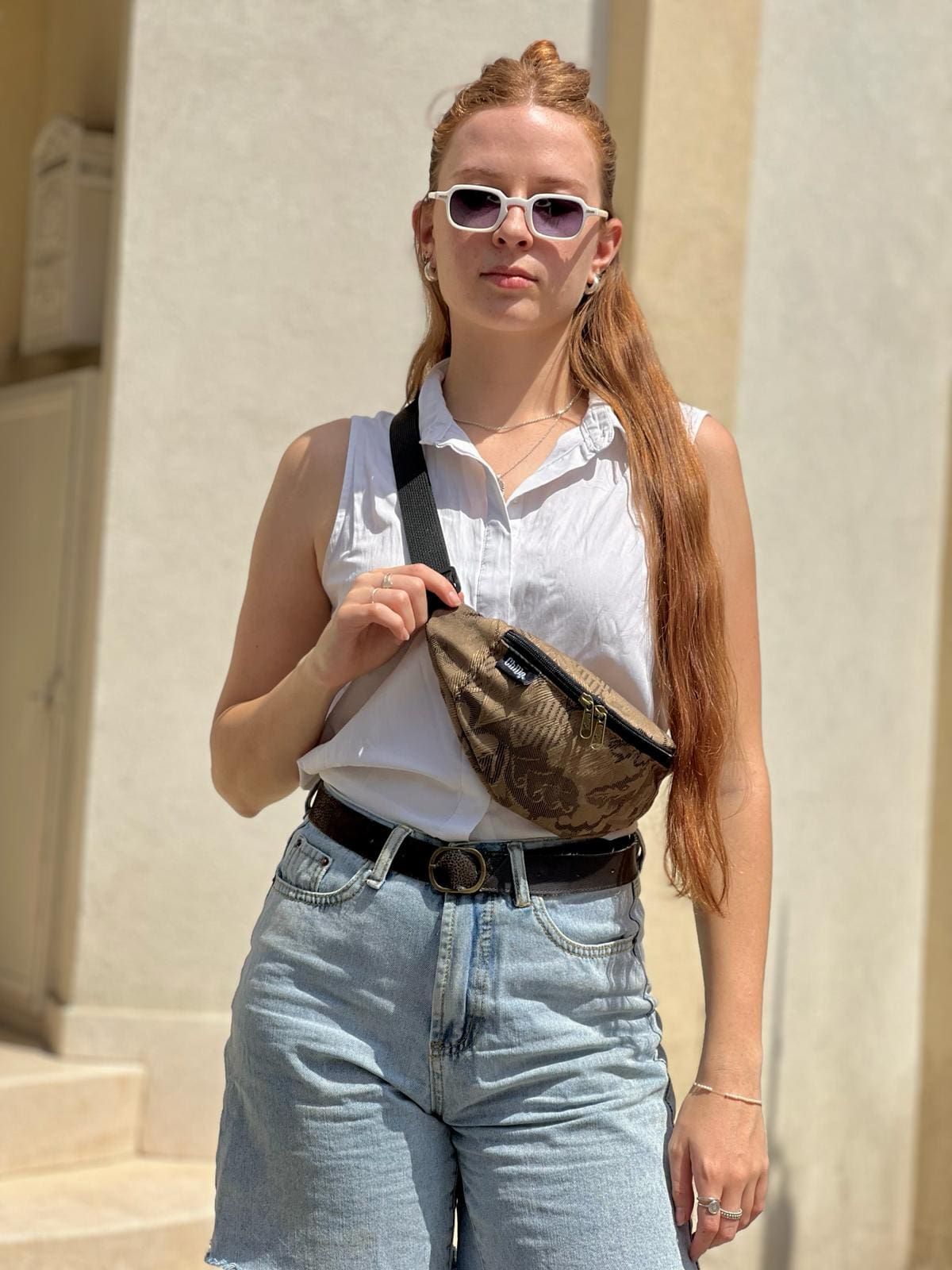 Embroidered Brown Roni Fanny Pack