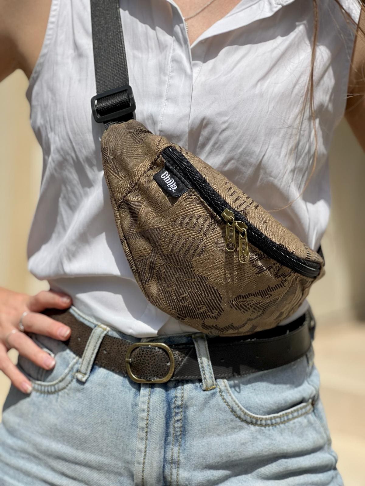 Embroidered Brown Roni Fanny Pack