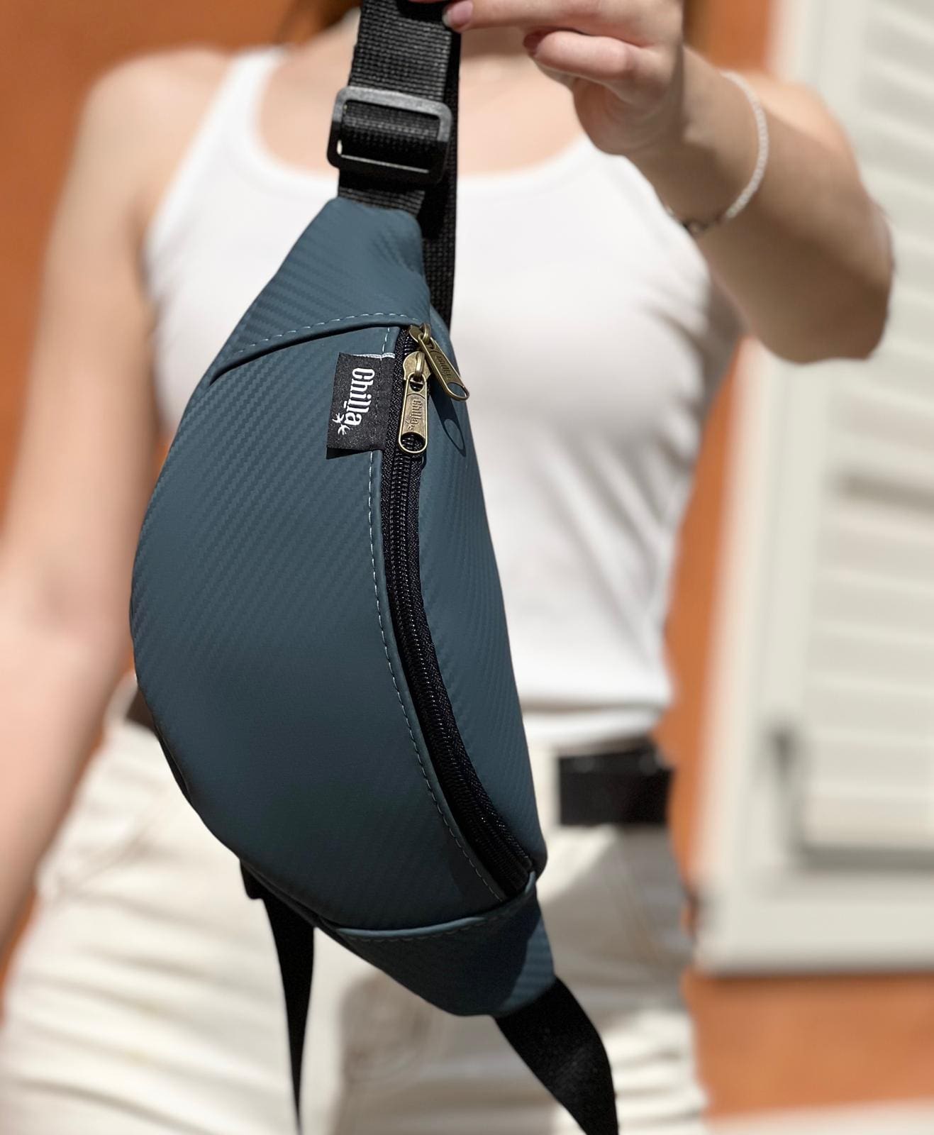 Blue-Gray Striped Roni Fanny Pack