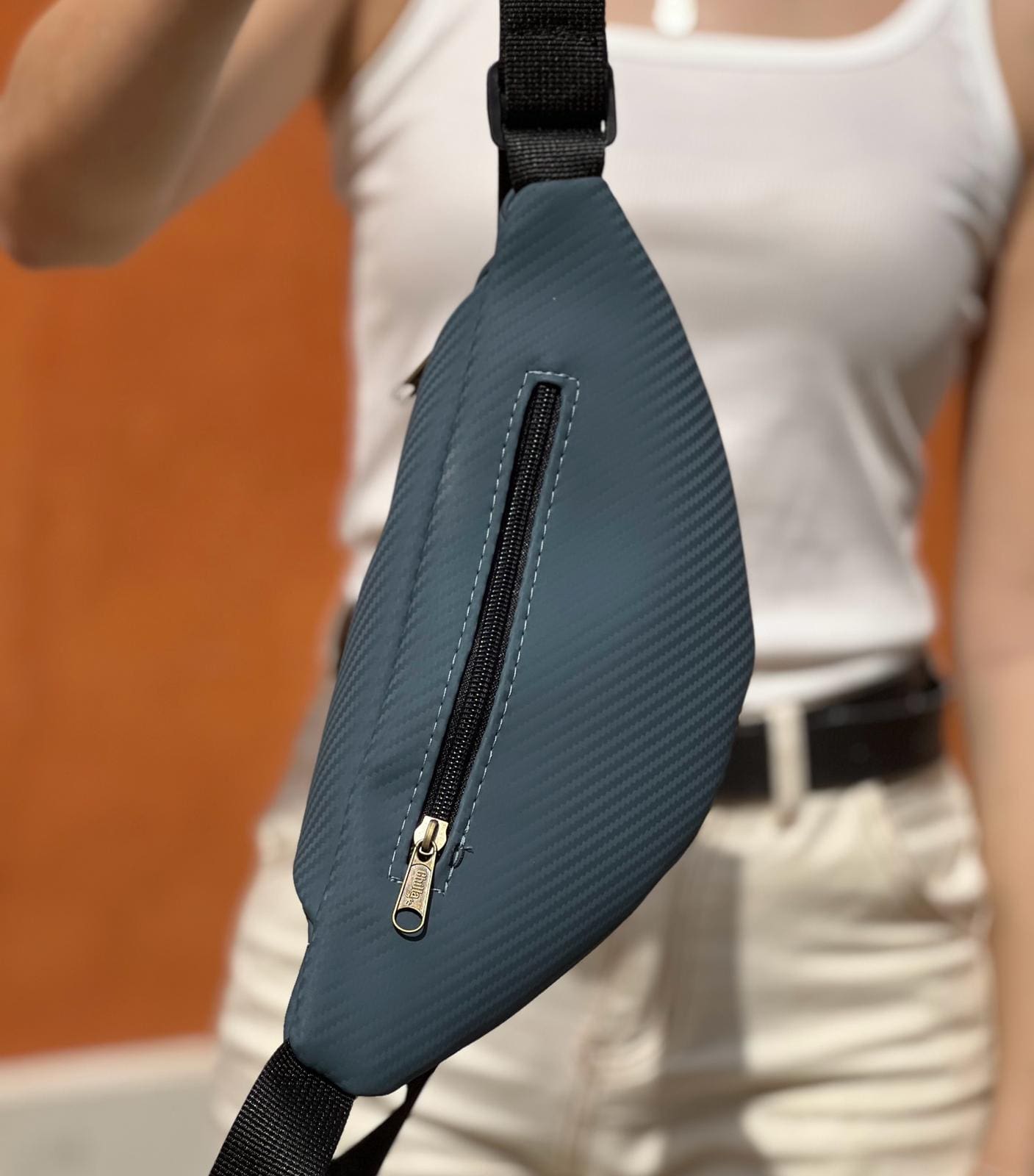 Blue-Gray Striped Roni Fanny Pack