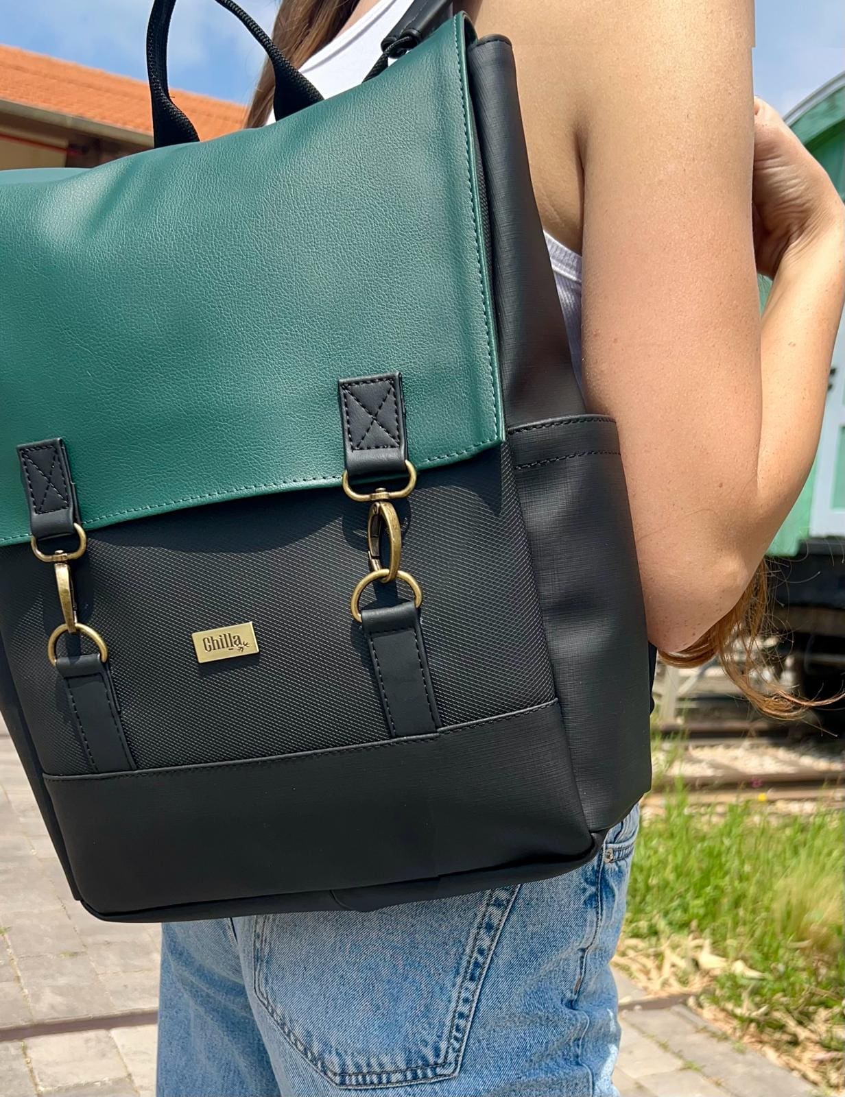 Green-Black Leather-like Unicorn Backpack