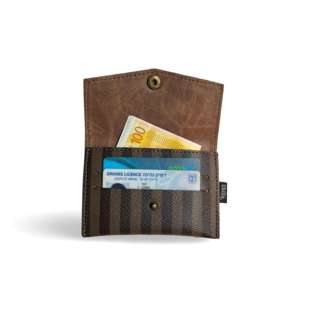 Brown Striped Small Wallet