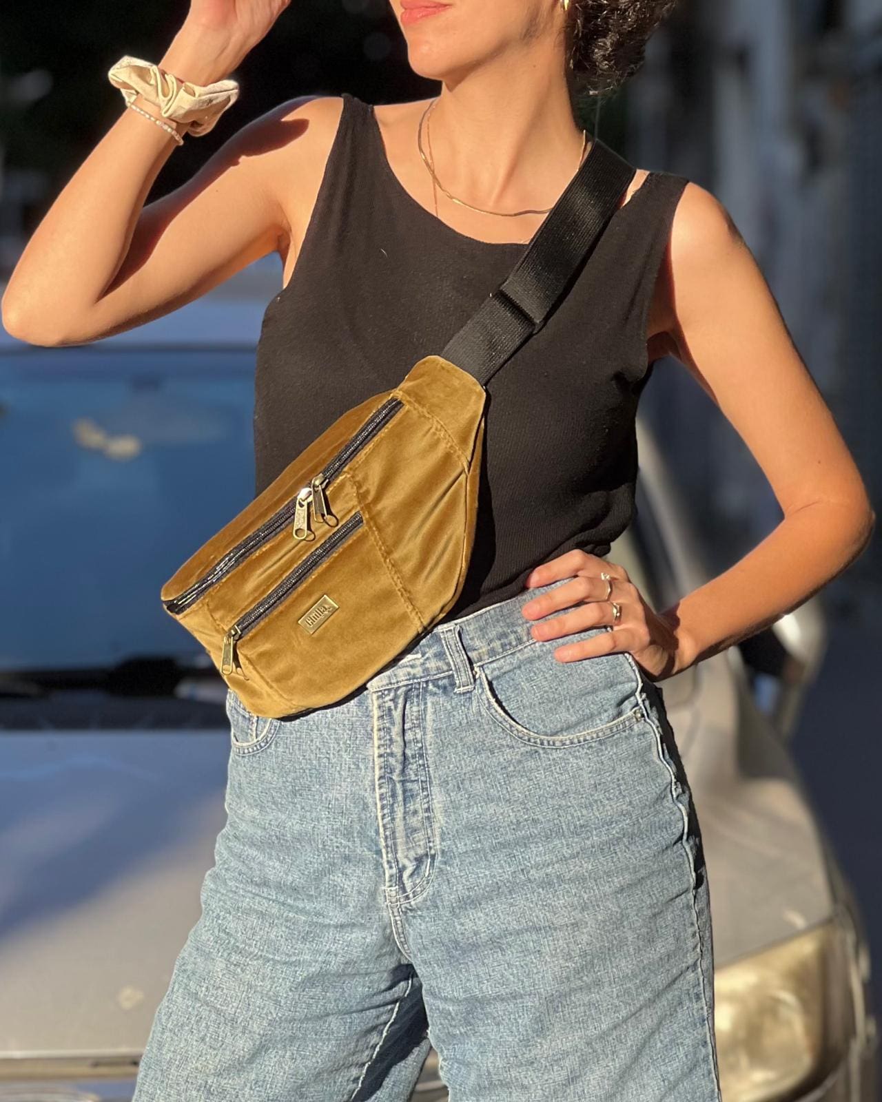 Golden Mustard Velvet Large Roni Fanny Pack