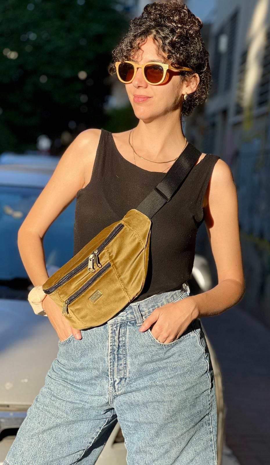 Golden Mustard Velvet Large Roni Fanny Pack