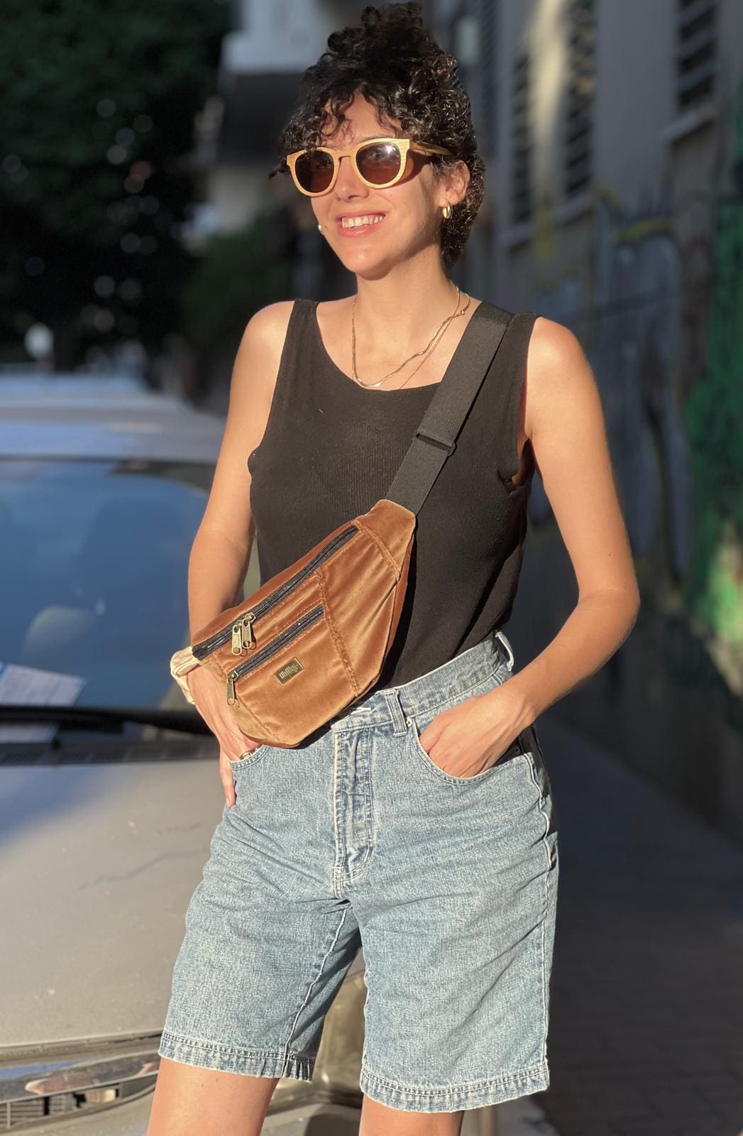 Golden Brown Velvet Large Roni Fanny Pack
