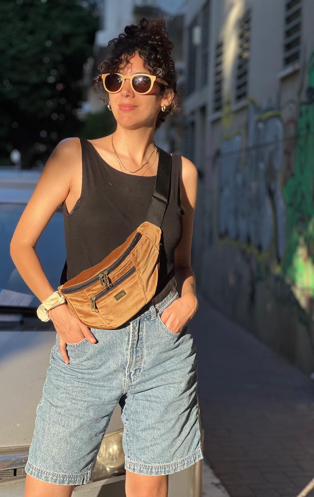 Golden Brown Velvet Large Roni Fanny Pack