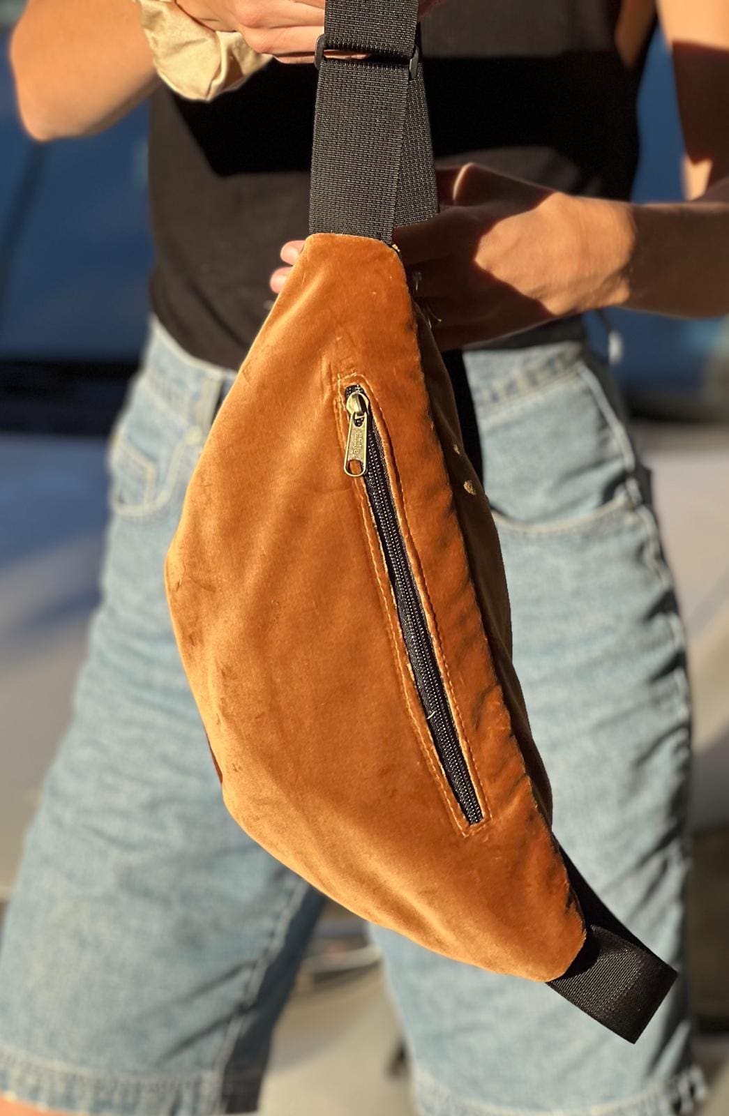 Golden Brown Velvet Large Roni Fanny Pack