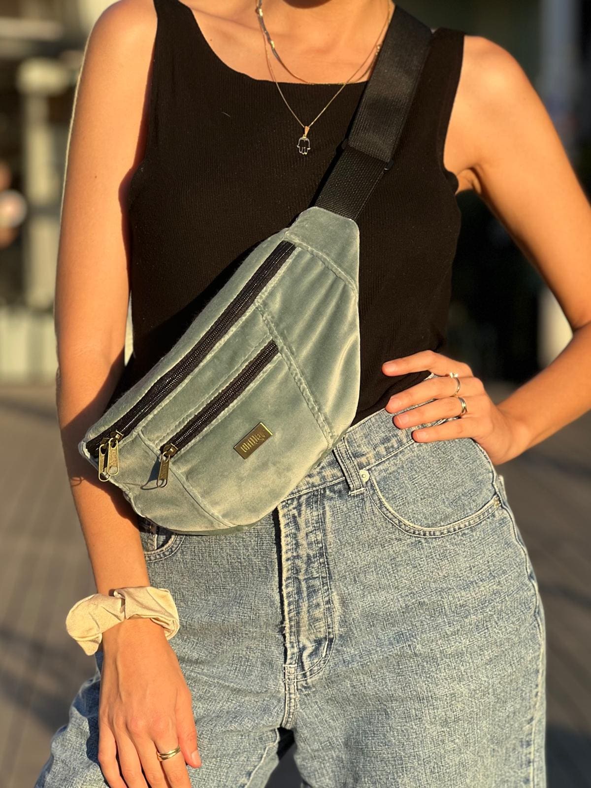 Sky Velvet Large Roni Fanny Pack