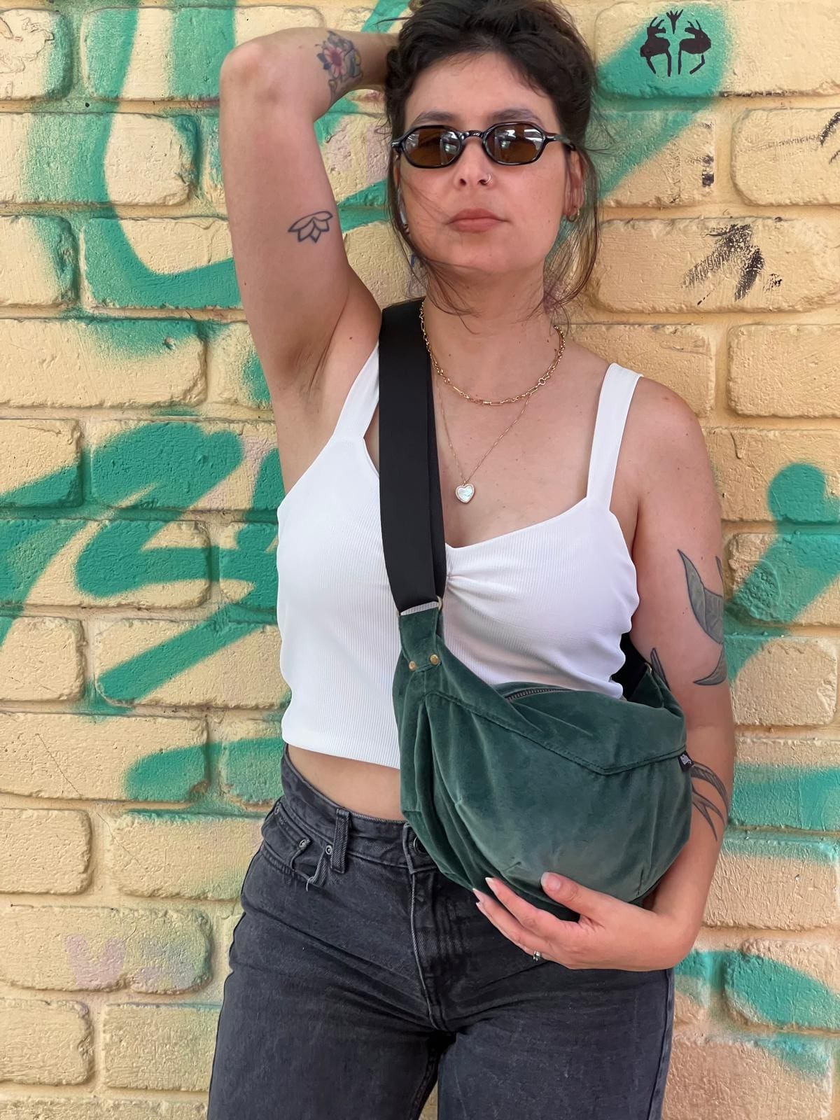 Velvet Bottle Green Vital Side Bag