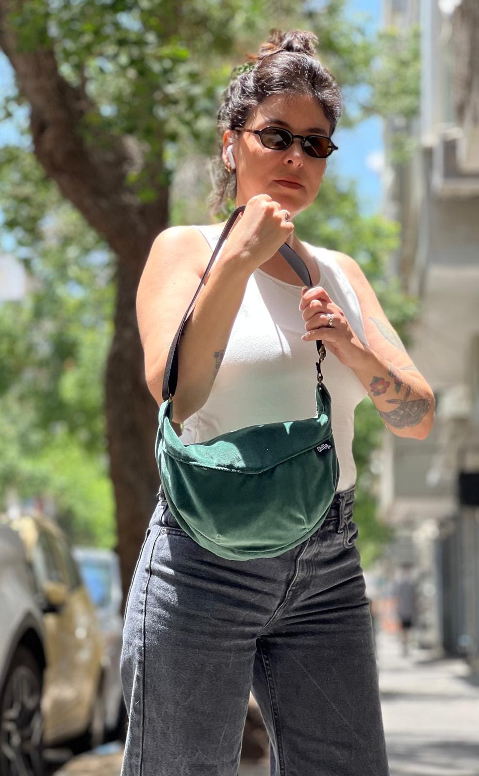 Velvet Bottle Green Vital Side Bag