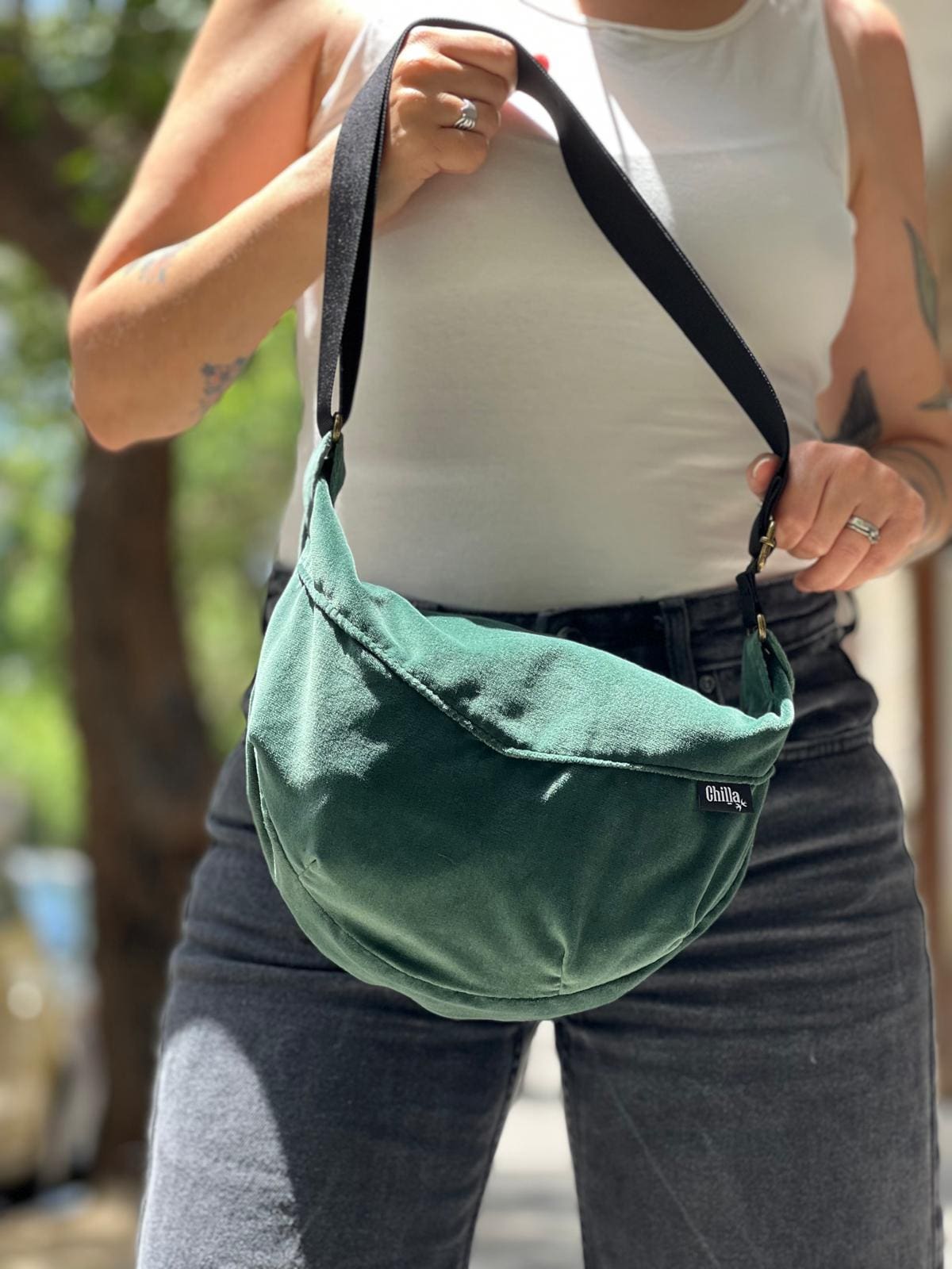Velvet Bottle Green Vital Side Bag